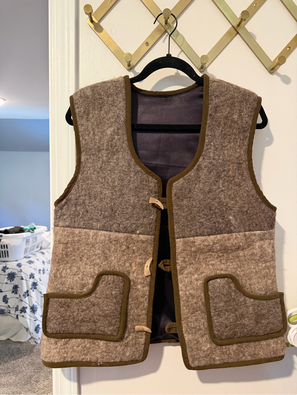 Vintage Boiled Wool Vest, Women’s Size Medium